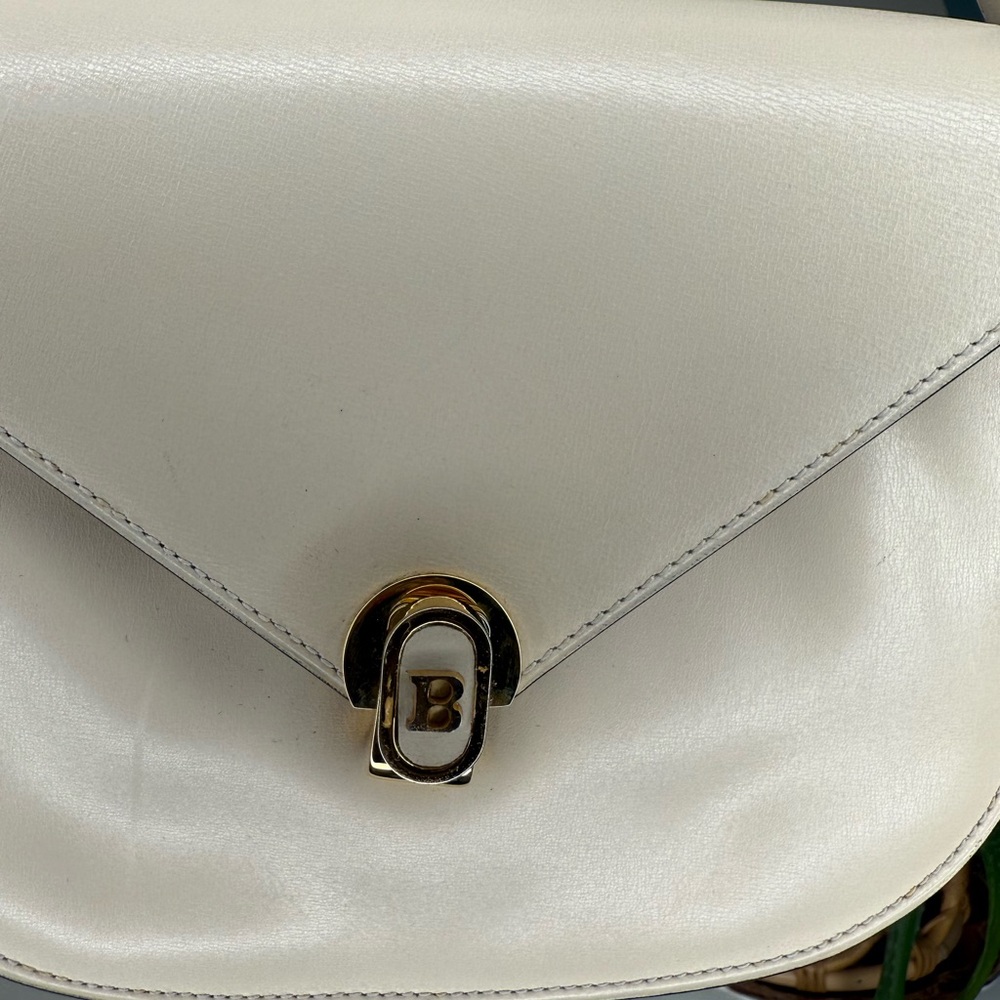 VTG 70s Bally International Cream Leather Shoulder Bag Italy Made Gold Hardware - Picture 11 of 14